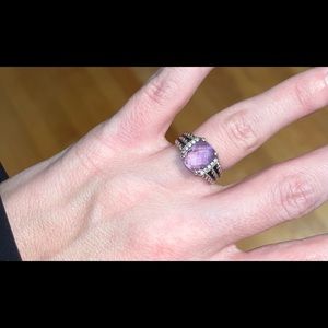 David Yurman Petite Wheaton Ring Amethyst and Diamonds size 5